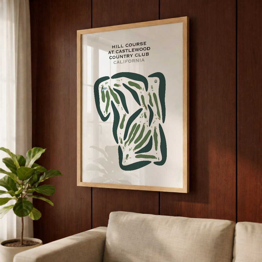 Hill Course at Castlewood Country Club, California - Printed Golf Courses