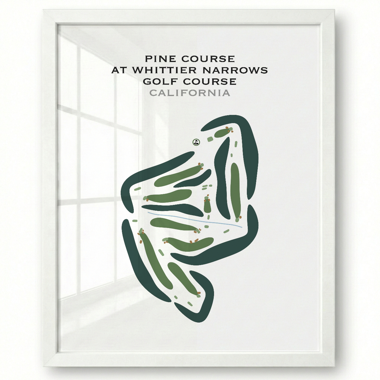 Pine Course at Whittier Narrows Golf Course, California - Printed Golf Courses