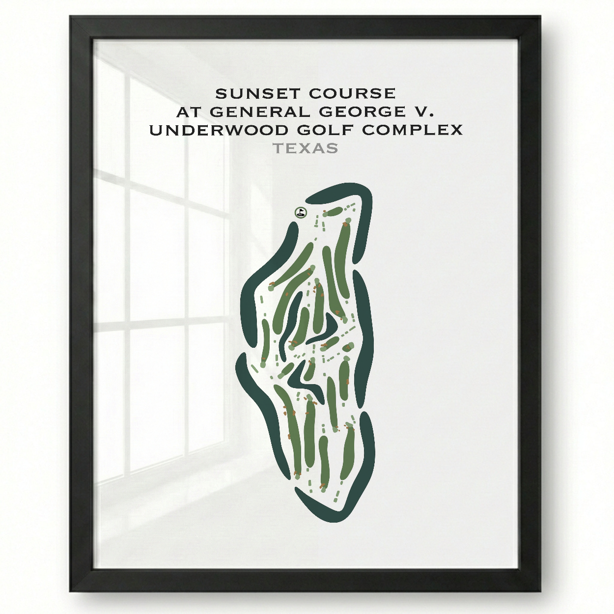 Sunset Course at General George V. Underwood Golf Complex, Texas - Printed Golf Courses